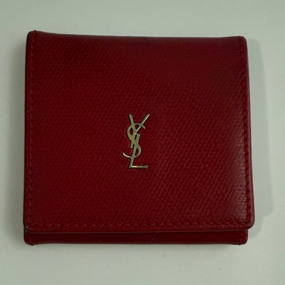 Saint Laurent Red Leather Coin Holder - Picture 1 of 6
